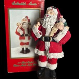 New/Vintage Collectible Santa Figurine - Red and White Fabric/Mache.